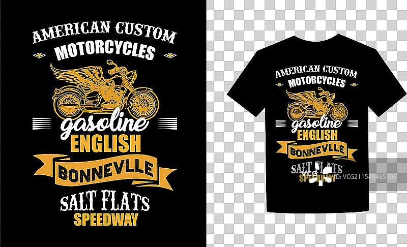 复古摩托车图案T恤设计图片素材