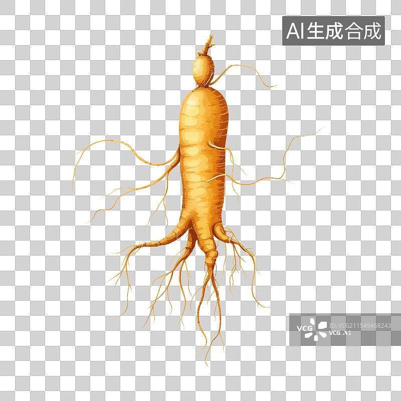【AI数字艺术】国风手绘插画，人参，中药，中医，草药，药材免抠元素图片素材
