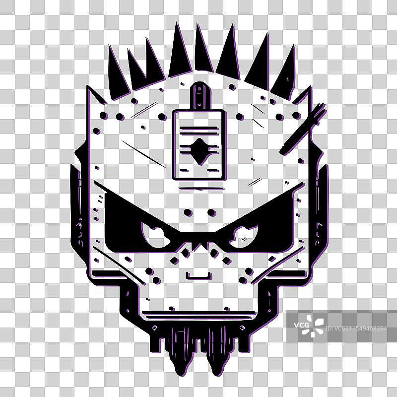 赛博朋克机器人骷髅吉祥物概念图片素材