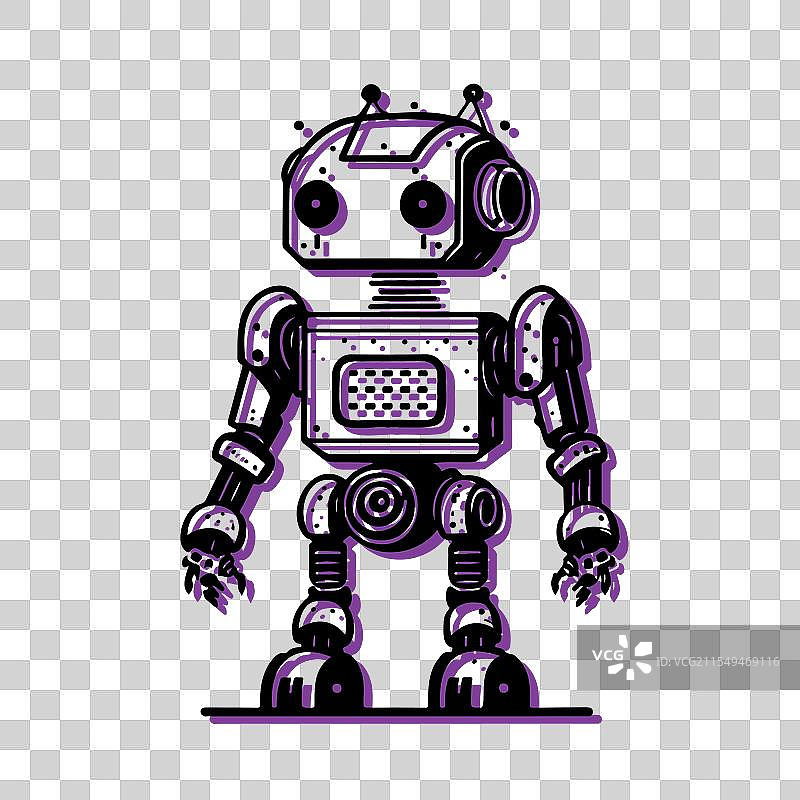 可爱的复古机器人科技概念图片素材