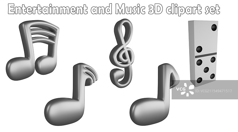 音乐音符剪贴画元素 3D 渲染图片素材