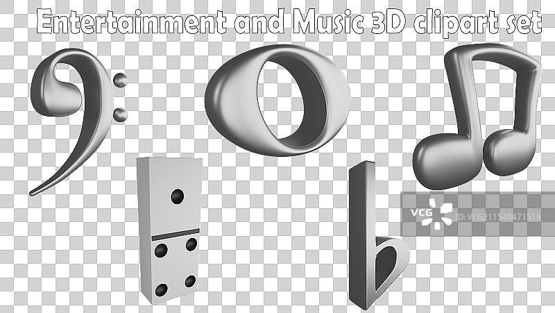 音乐音符剪贴画元素 3D 渲染音乐图片素材