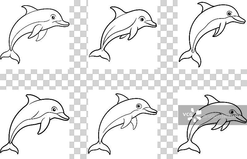 海豚剪影艺术套件图片素材