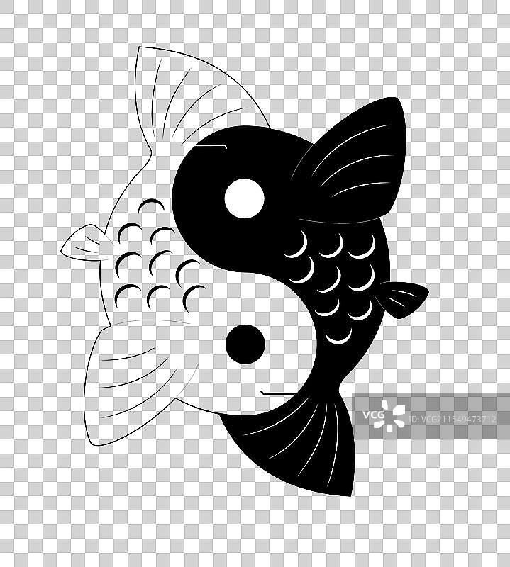 黑色的鱼形阴阳符号图片素材