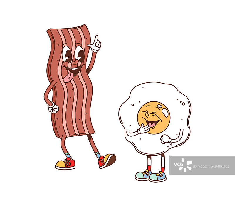 时髦的快餐培根和煎蛋角色图片素材