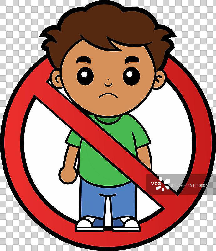 拿着禁止标志的孩子图片素材