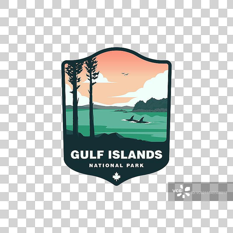 海湾群岛，远处可见逆戟鲸游弋图片素材