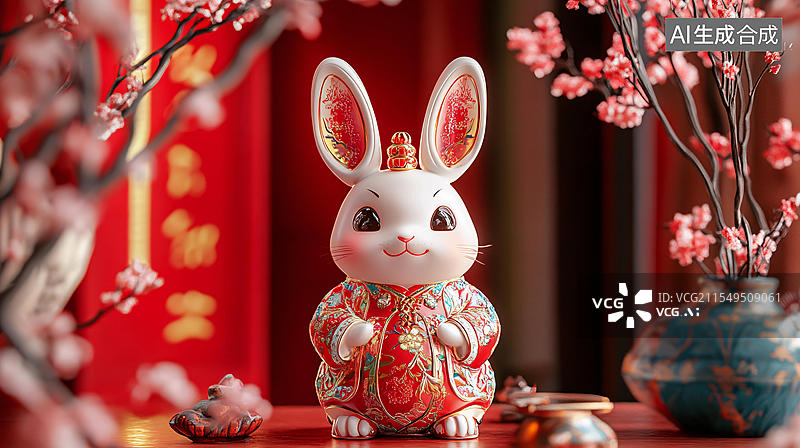 【AI数字艺术】兔年摆件图片素材