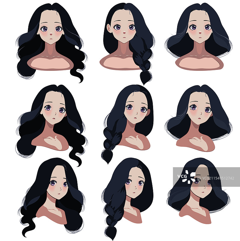 展示不同风格的女性发型设计图片素材