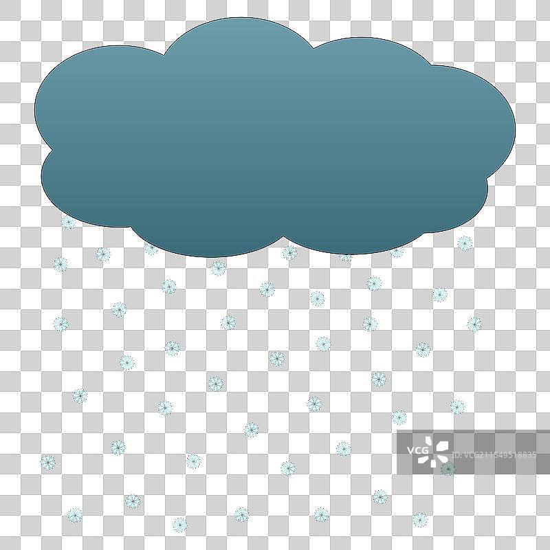 一个极简风格的雪云正在释放雪花图片素材