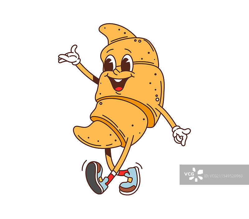 卡通风格的时髦快餐可颂角色图片素材