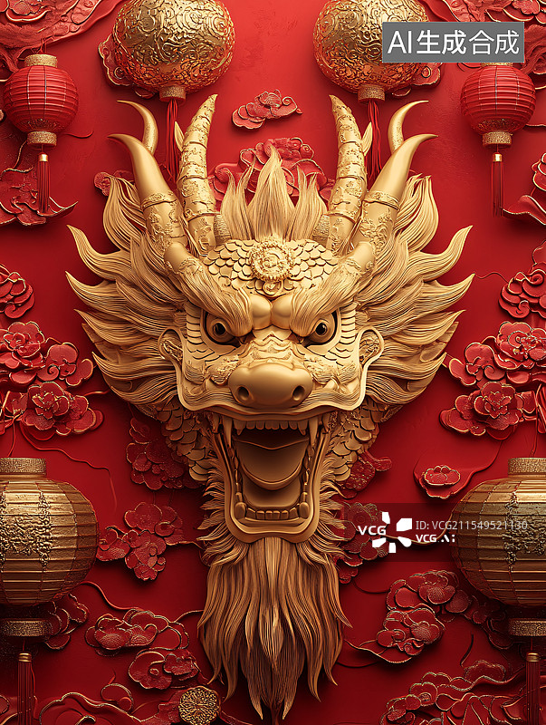 【AI数字艺术】3d祥龙献瑞迎新春图片素材