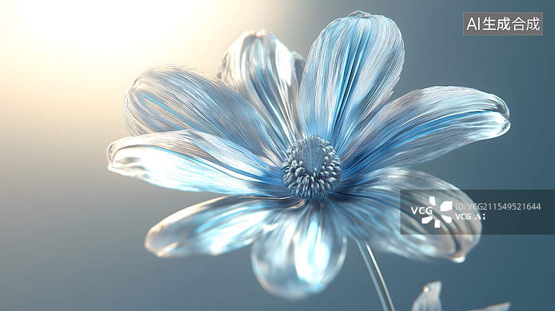 【AI数字艺术】金属质感的一朵盛开的花图片素材