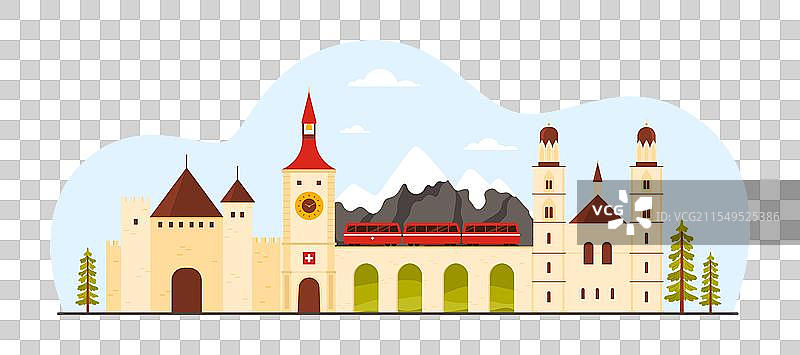 瑞士旅行信息图拼贴图片素材