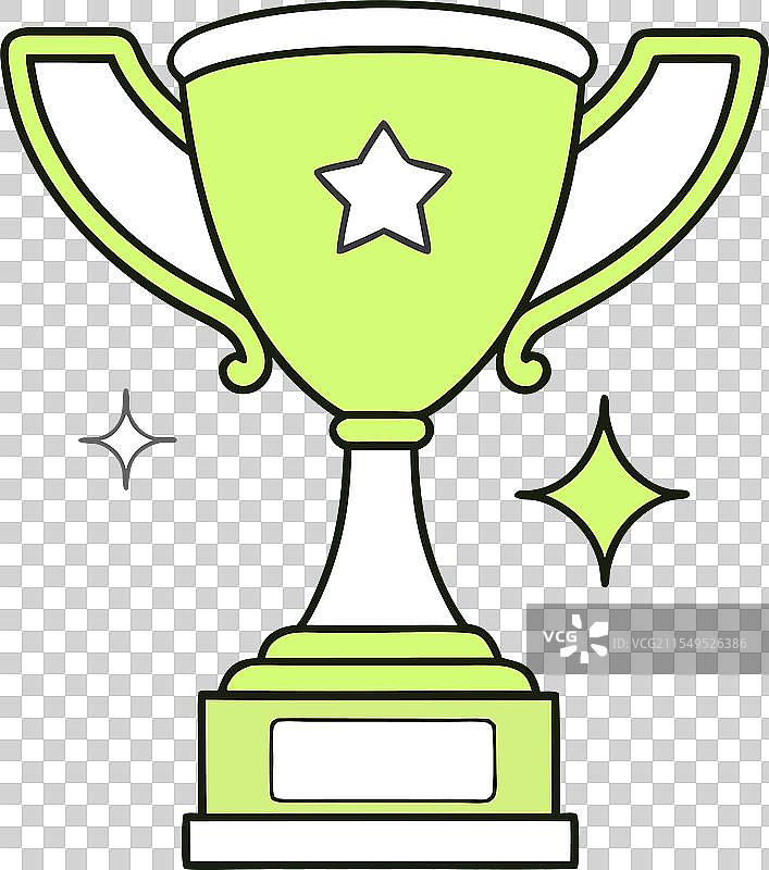 绿色奖杯，上面有一颗星星图片素材