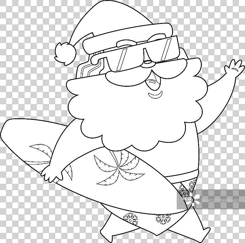 轮廓化的快乐夏季圣诞老人图片素材