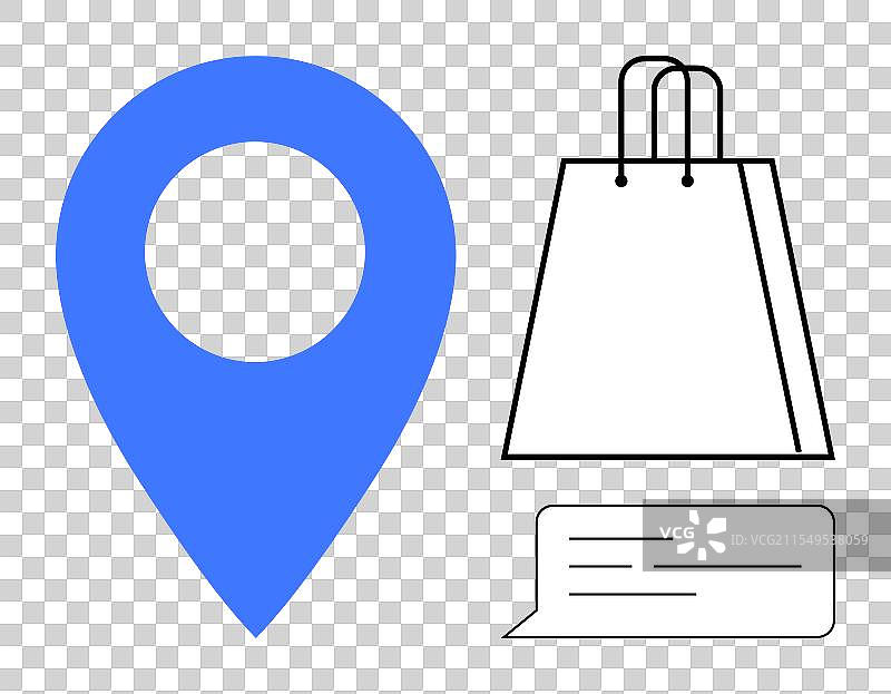 位置图钉、购物袋和聊天气泡图片素材