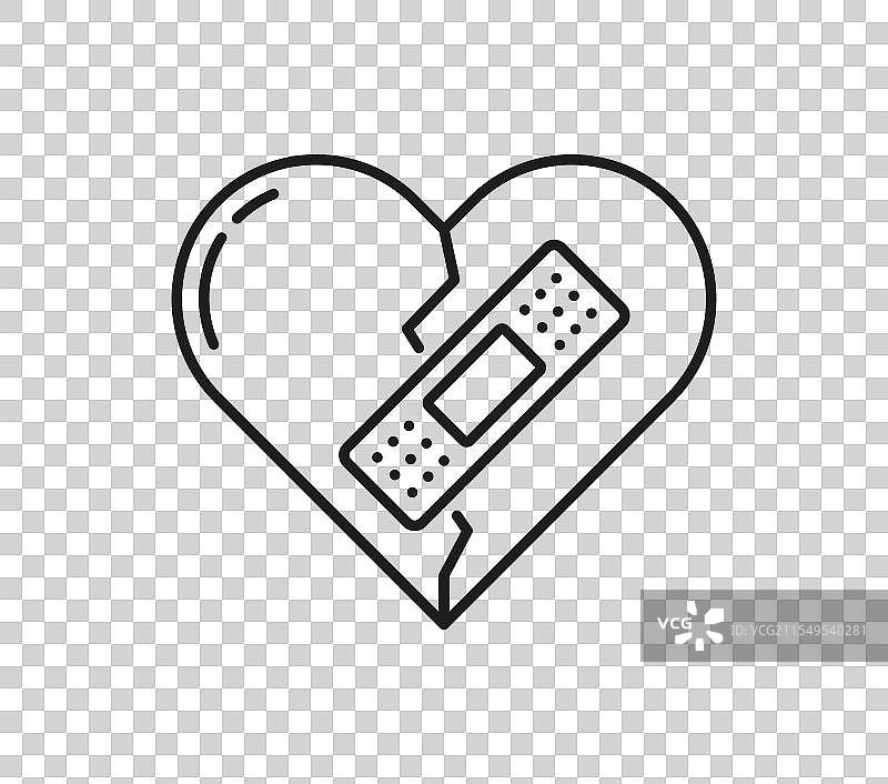 心脏健康与心脏病治疗线条图标图片素材