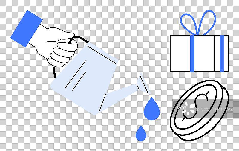 手持浇水壶倒水图片素材