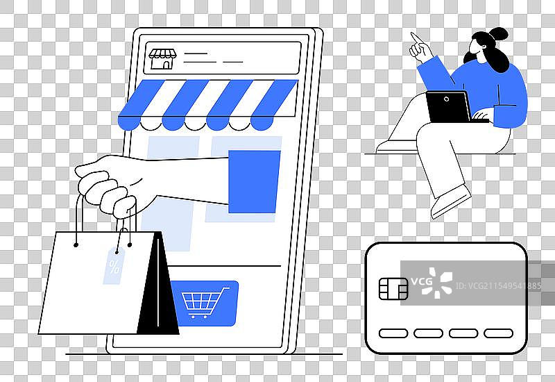 智能手机商店的在线购物概念图片素材