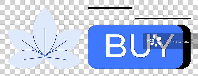 现代花卉图案的蓝色购买按钮图片素材