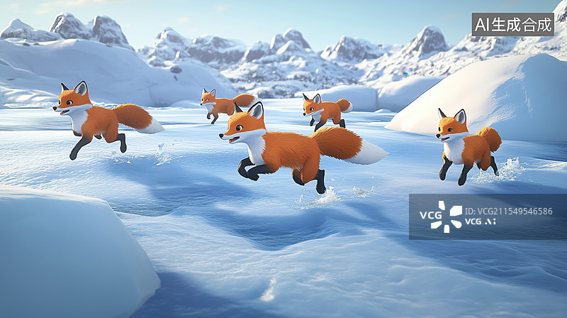 【AI数字艺术】雪地里的小狐狸图片素材