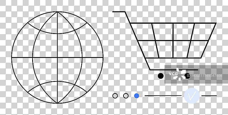 全球电子商务的地球仪和购物车图片素材