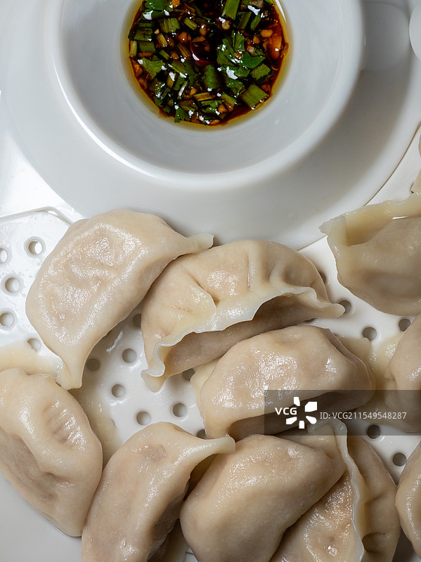 蒸饺子配蘸酱图片素材