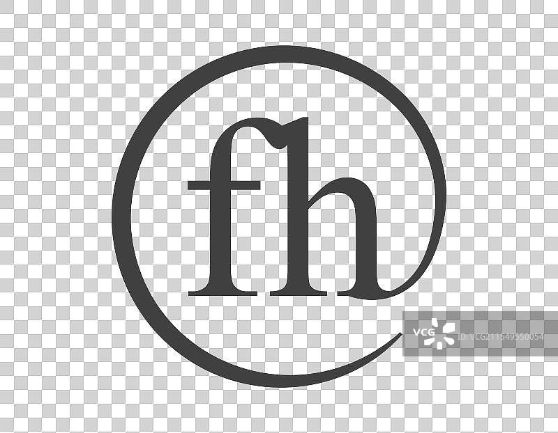 带圆形的两个字母fh的标志电子邮件图片素材