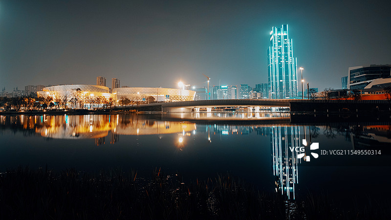 新川之心公园夜景图片素材