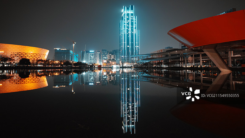 新川之心公园夜景图片素材