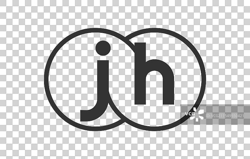 jh商业公司徽标，带轮廓圆形图片素材