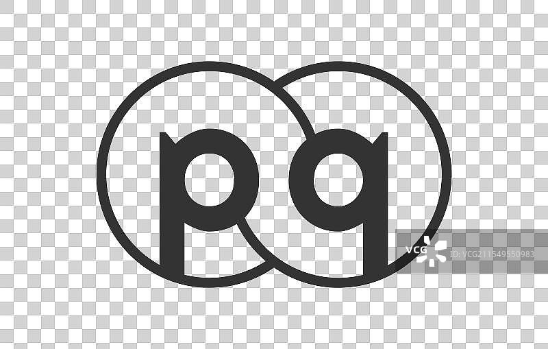 pq商业公司徽标，带轮廓圆形图片素材