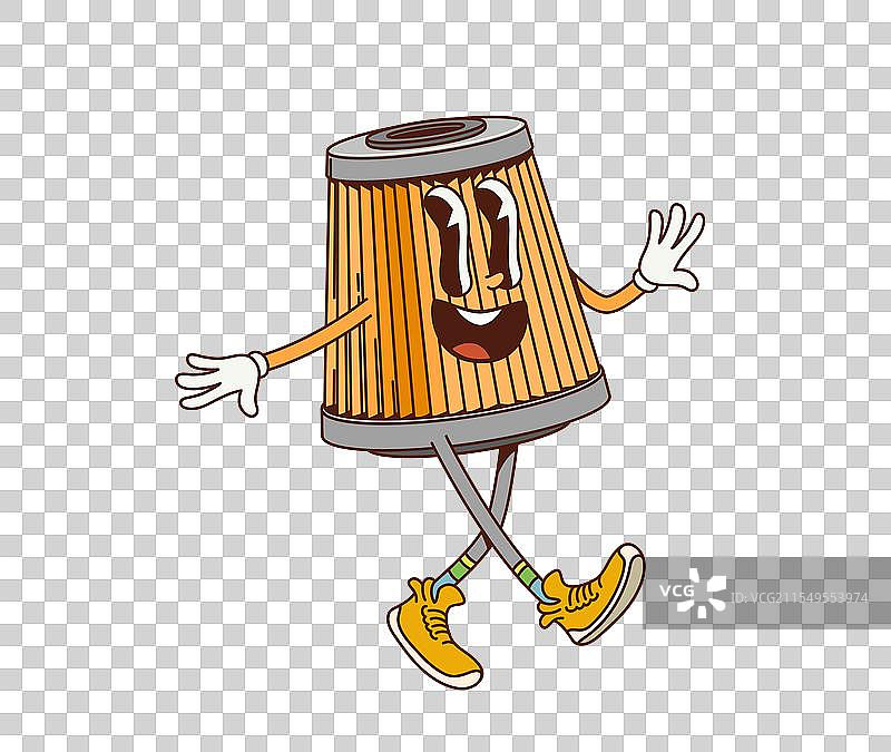 卡通复古风格的炫酷汽车空气过滤器角色图片素材