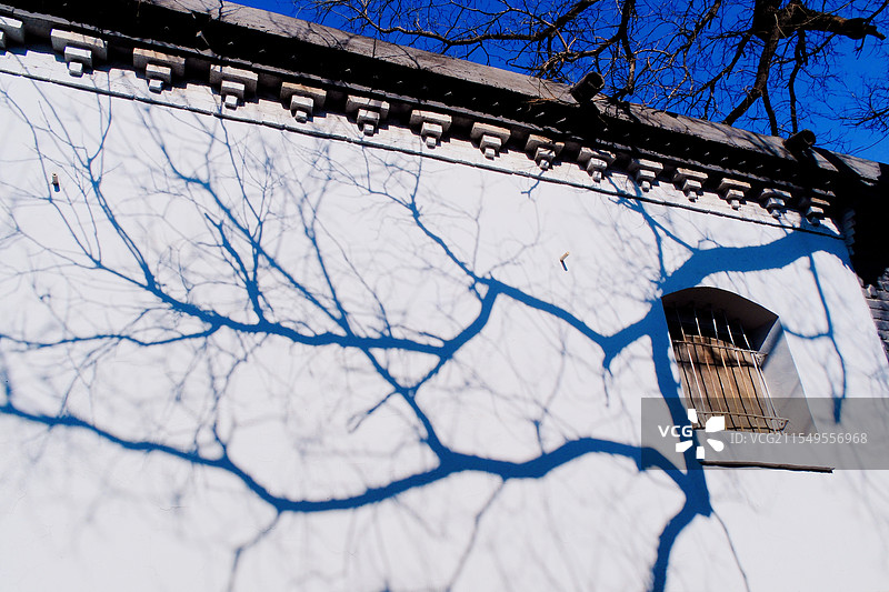 春节。石家庄凤山艺术村。古村落。老民居和老槐树图片素材