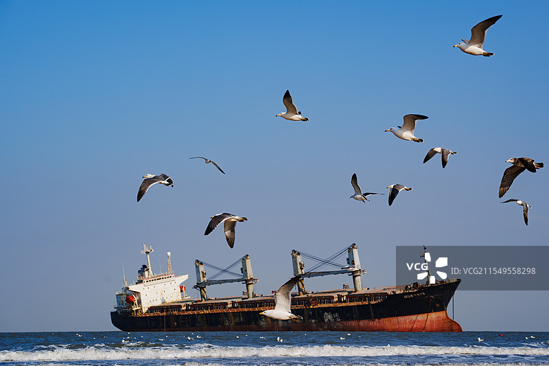 威海布鲁维斯号沉船图片素材