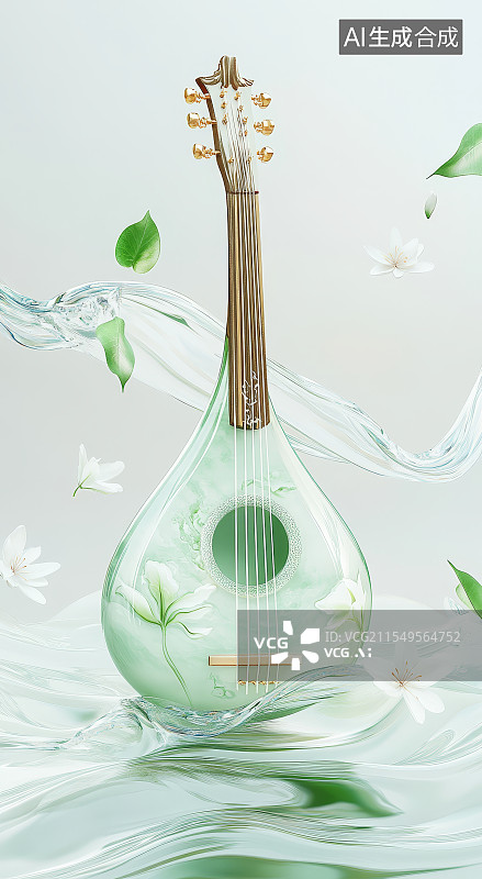 【AI数字艺术】一把白玉琵琶图片素材