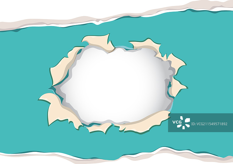 撕裂的纸张露出一片空白的白色区域图片素材