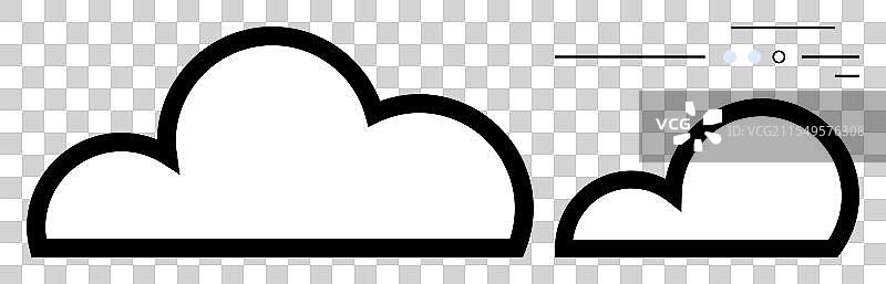 简约的黑色轮廓，两朵云和风的图案图片素材