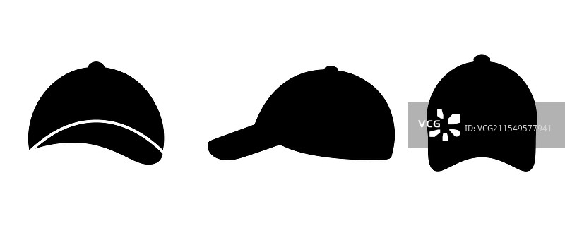 白色背景上的帽子轮廓集图片素材