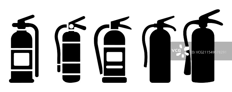 白色背景上的灭火器轮廓图标图片素材