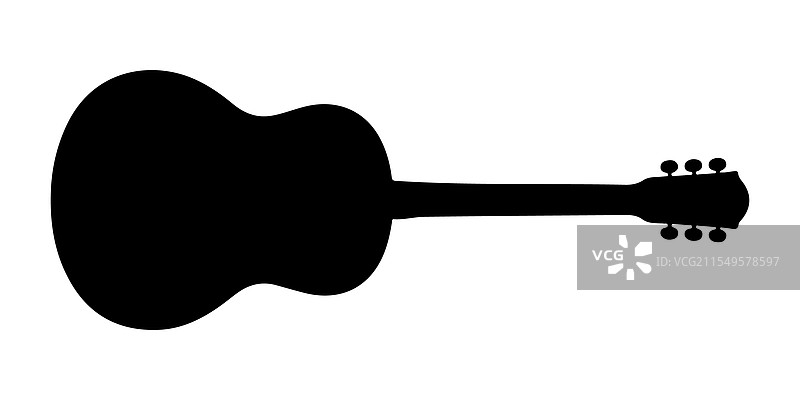 白色背景上的木吉他轮廓图片素材