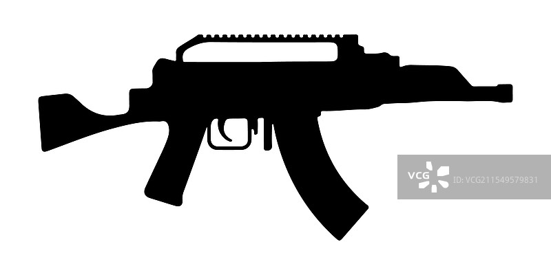 白色背景上的突击步枪轮廓图片素材