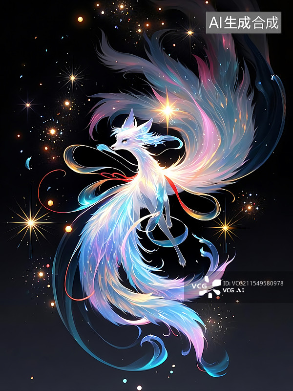 【AI数字艺术】九尾狐创意插画图片素材