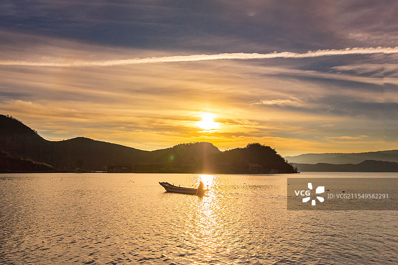 中国云南省丽江市宁蒗县泸沽湖山水风光图片素材