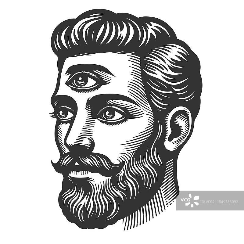 神秘的男子与第三只眼的雕刻图片素材