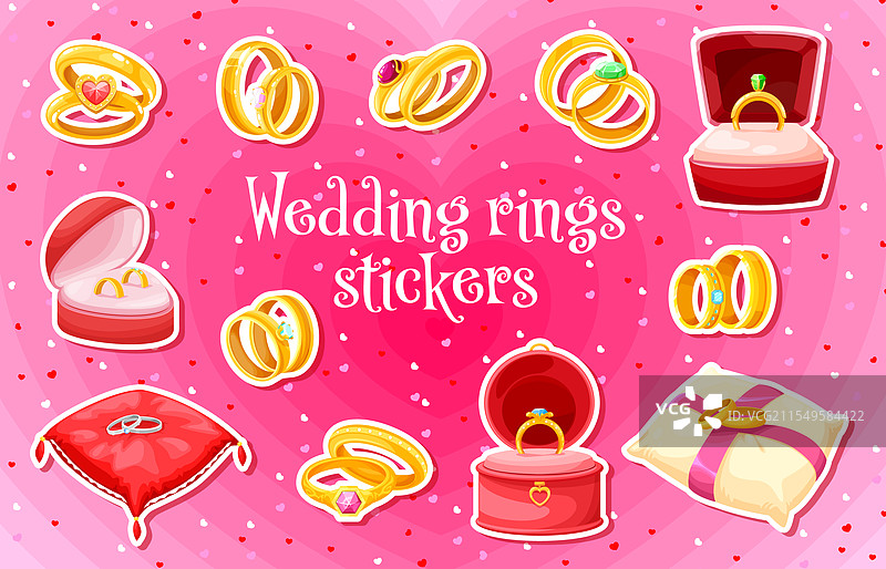婚礼和结婚戒指的贴纸包图片素材