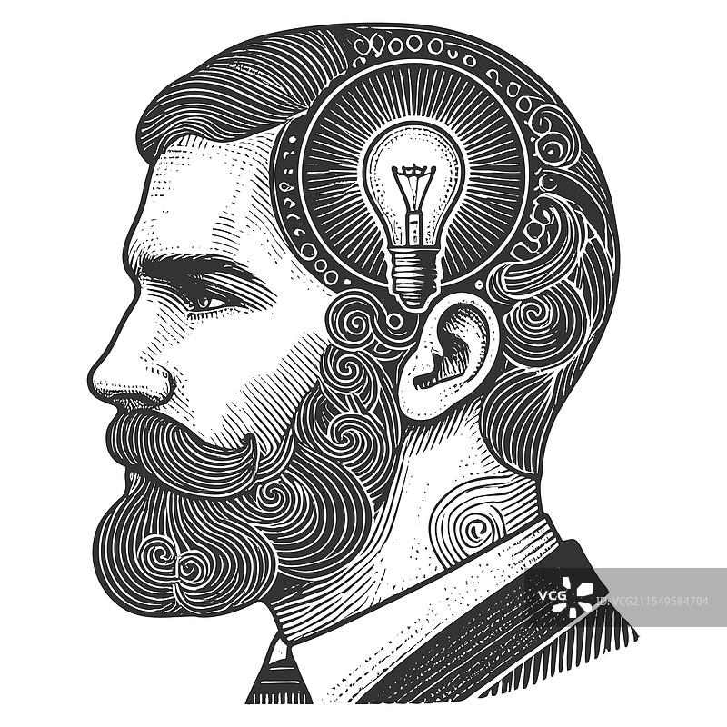 头部是灯泡的男人图片素材