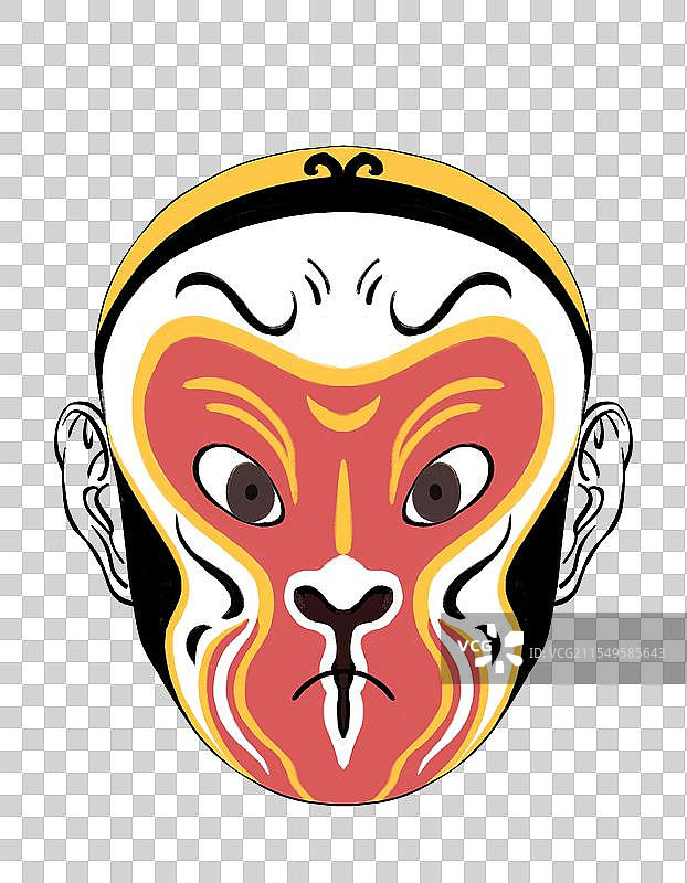 孙悟空京剧脸谱花纹设计国风传统文化插画元素图片素材