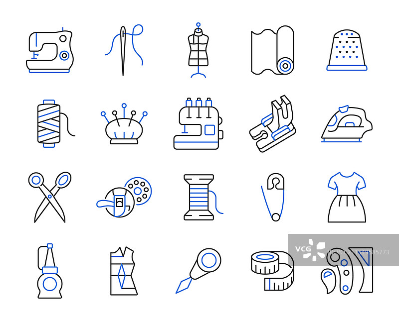 缝纫线颜色图标集图片素材